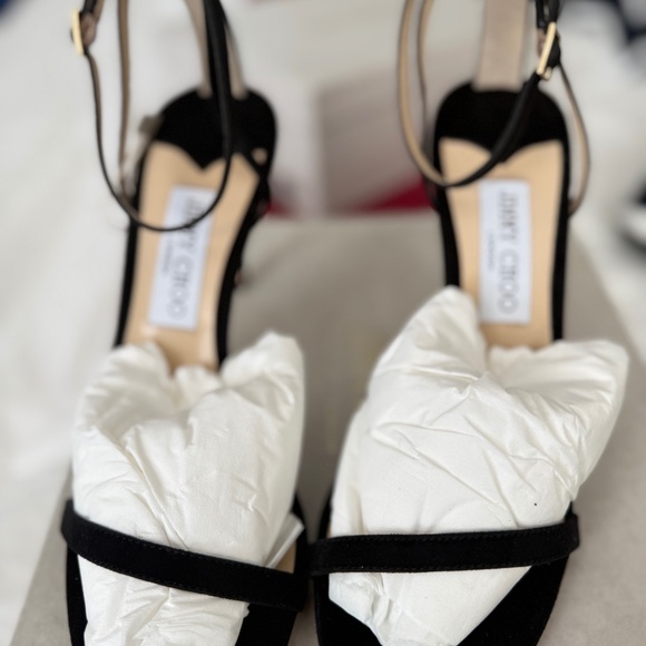 BRAND NEW IN BOX NEVER WORN AUTHENTIC JIMMY CHOO MINNY SUEDE SANDALS - Picture 1 of 4